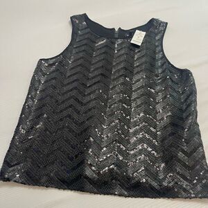 NWT Bebe Uptown Leather And Shine Black Sequin Tank Top Size Medium New